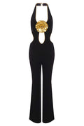 Gold Flower Details Lining Jumpsuit