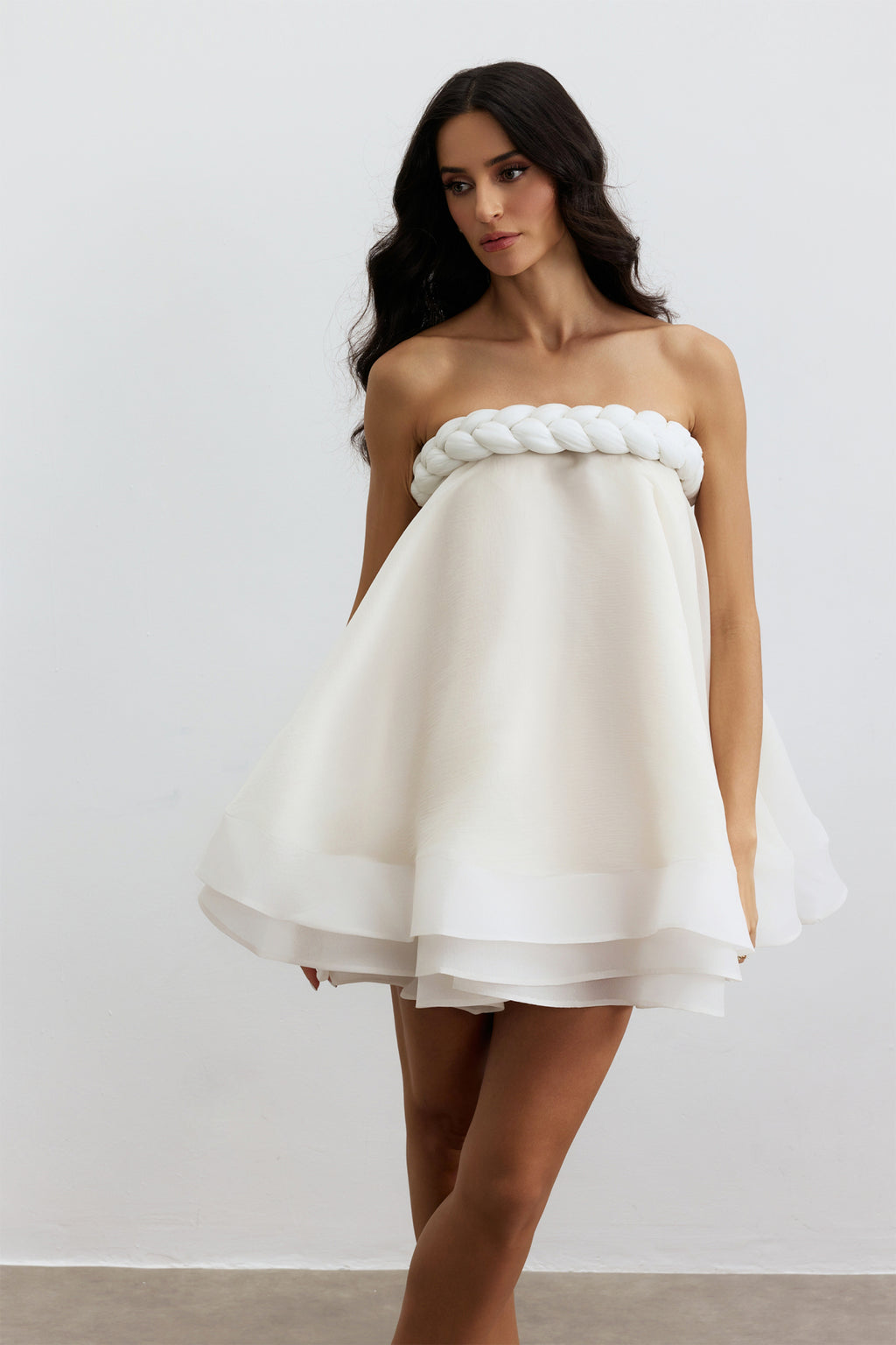 Naomi layered short dress with twisted neckline
