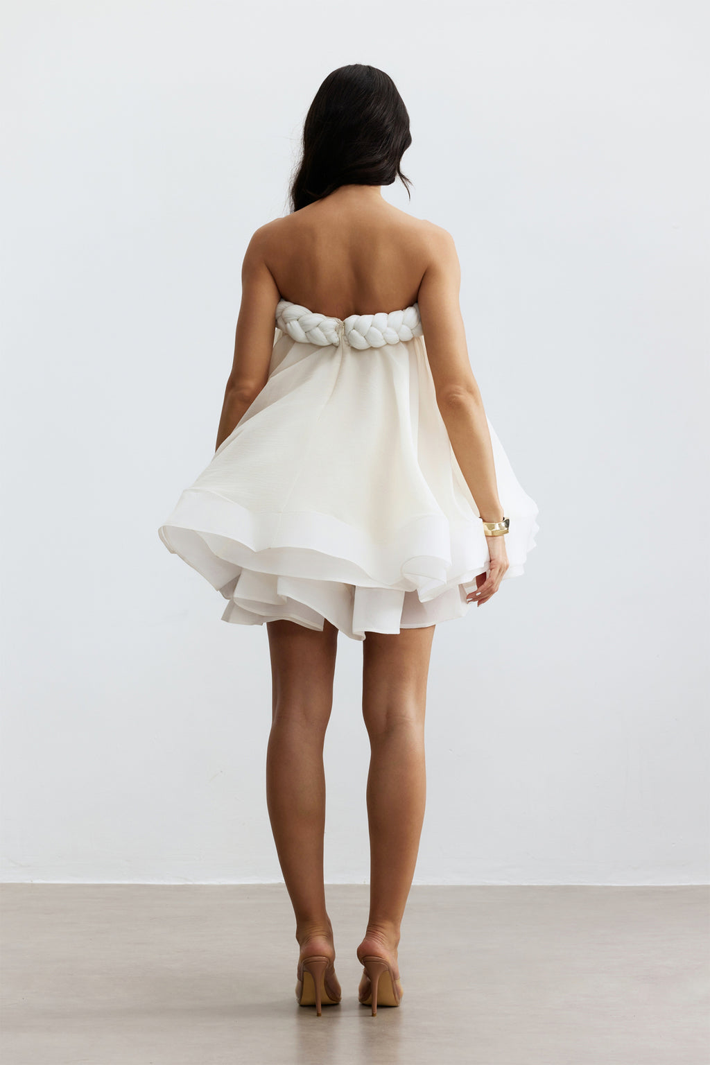 Naomi layered short dress with twisted neckline