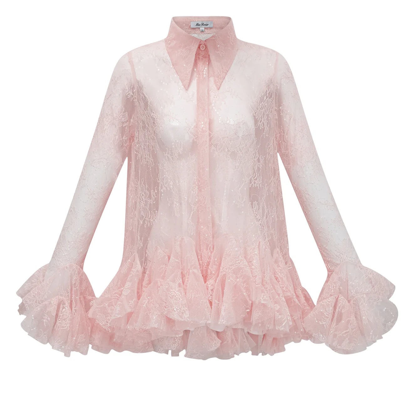 Ingrid Pink Peplum Floral Lace Blouse
