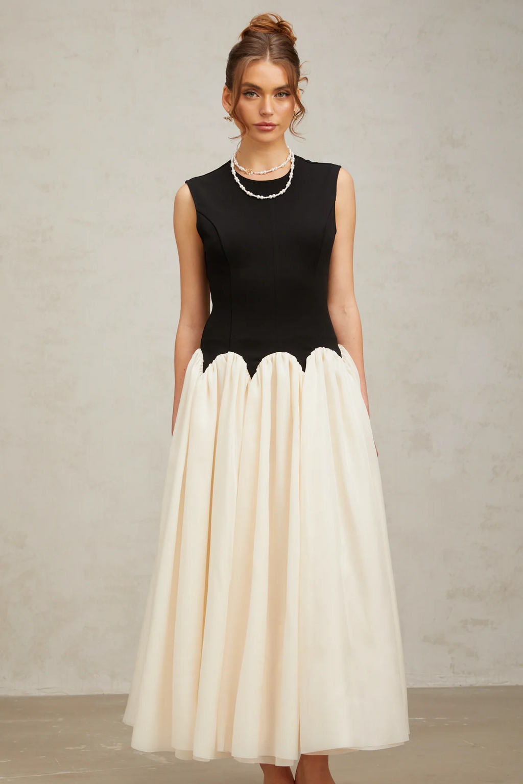 Josette Color-Blocked Puff Maxi Dress