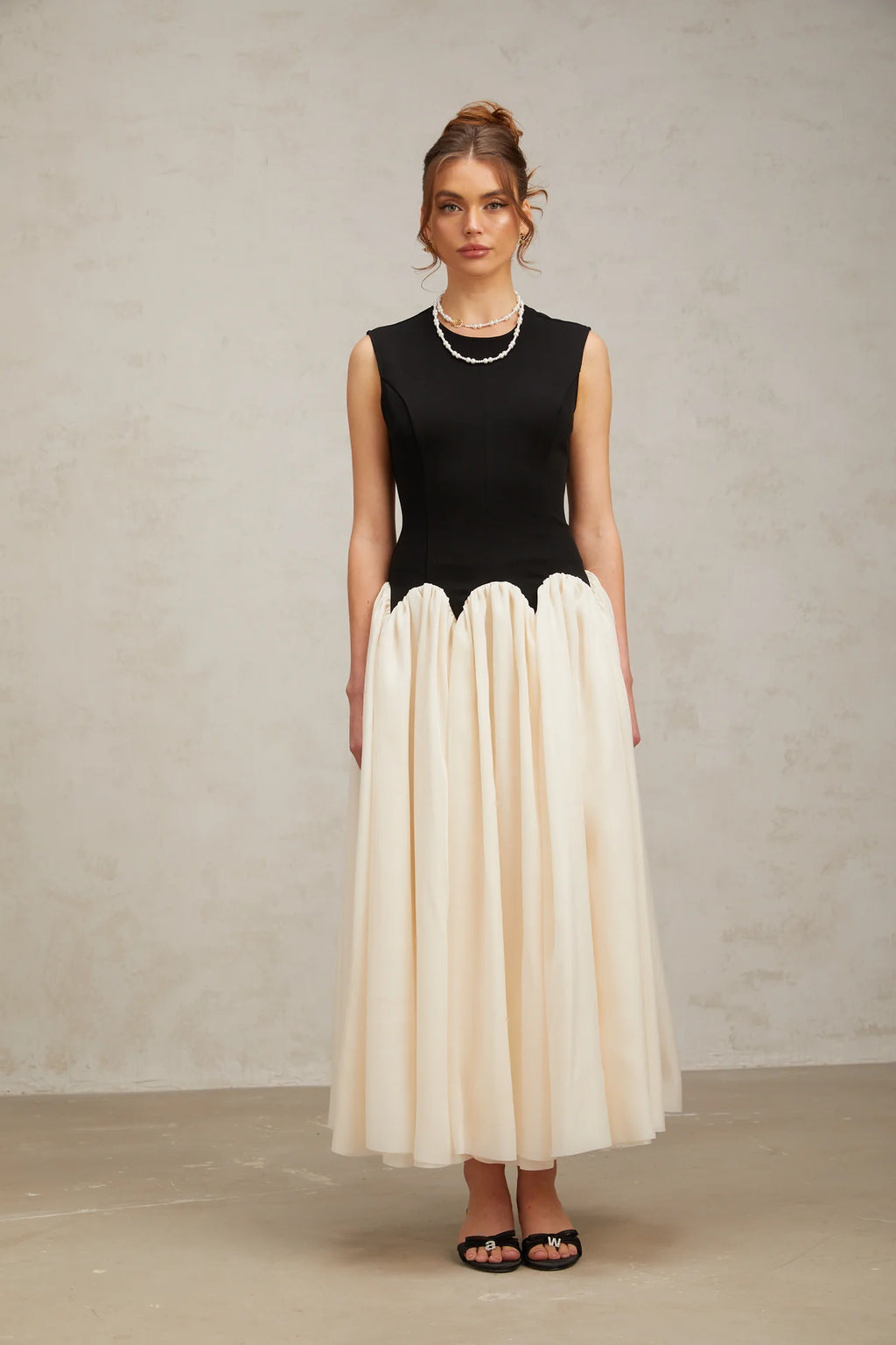 Josette Color-Blocked Puff Maxi Dress