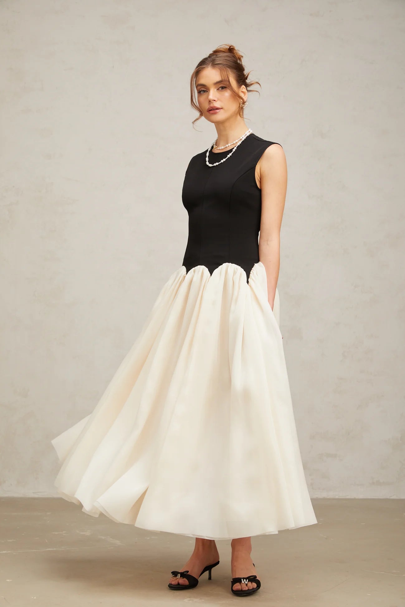 Josette Color-Blocked Puff Maxi Dress