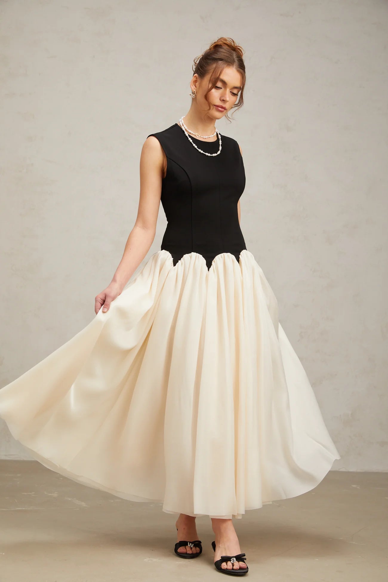 Josette Color-Blocked Puff Maxi Dress