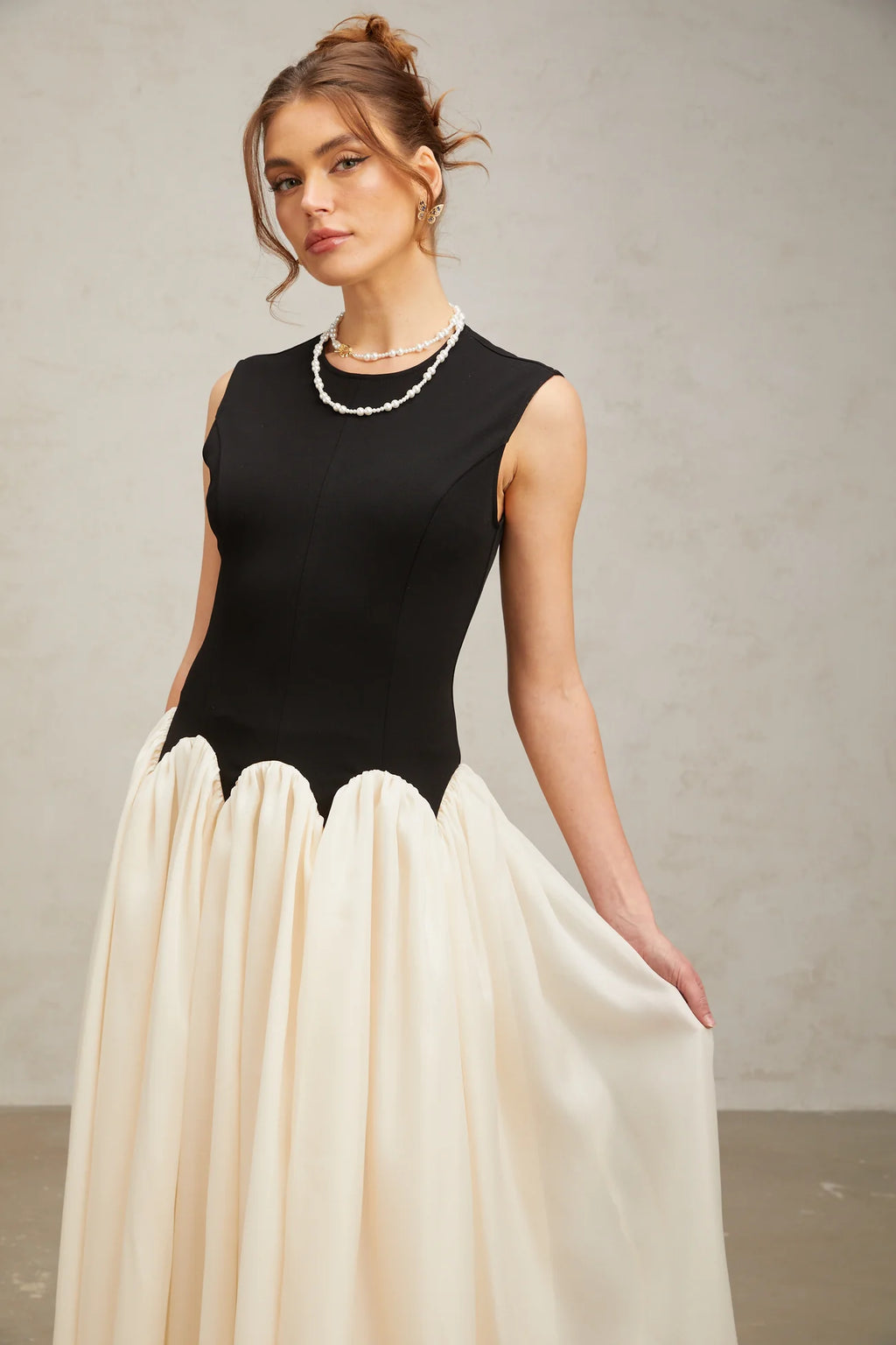 Josette Color-Blocked Puff Maxi Dress