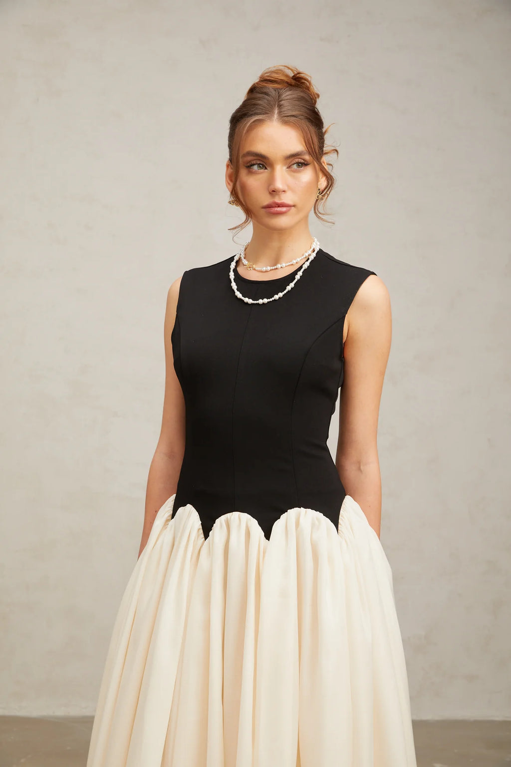 Josette Color-Blocked Puff Maxi Dress