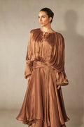 Leanna Long Sleeve Ruffled Hem Midi Dress