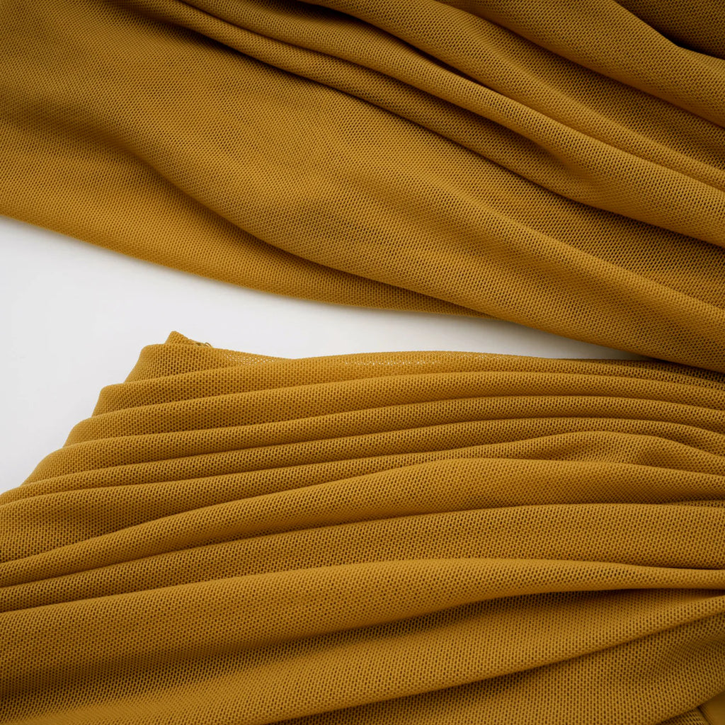 Ludivine Ocher off-Shoulder Cut-out Ruched Maxi Dress