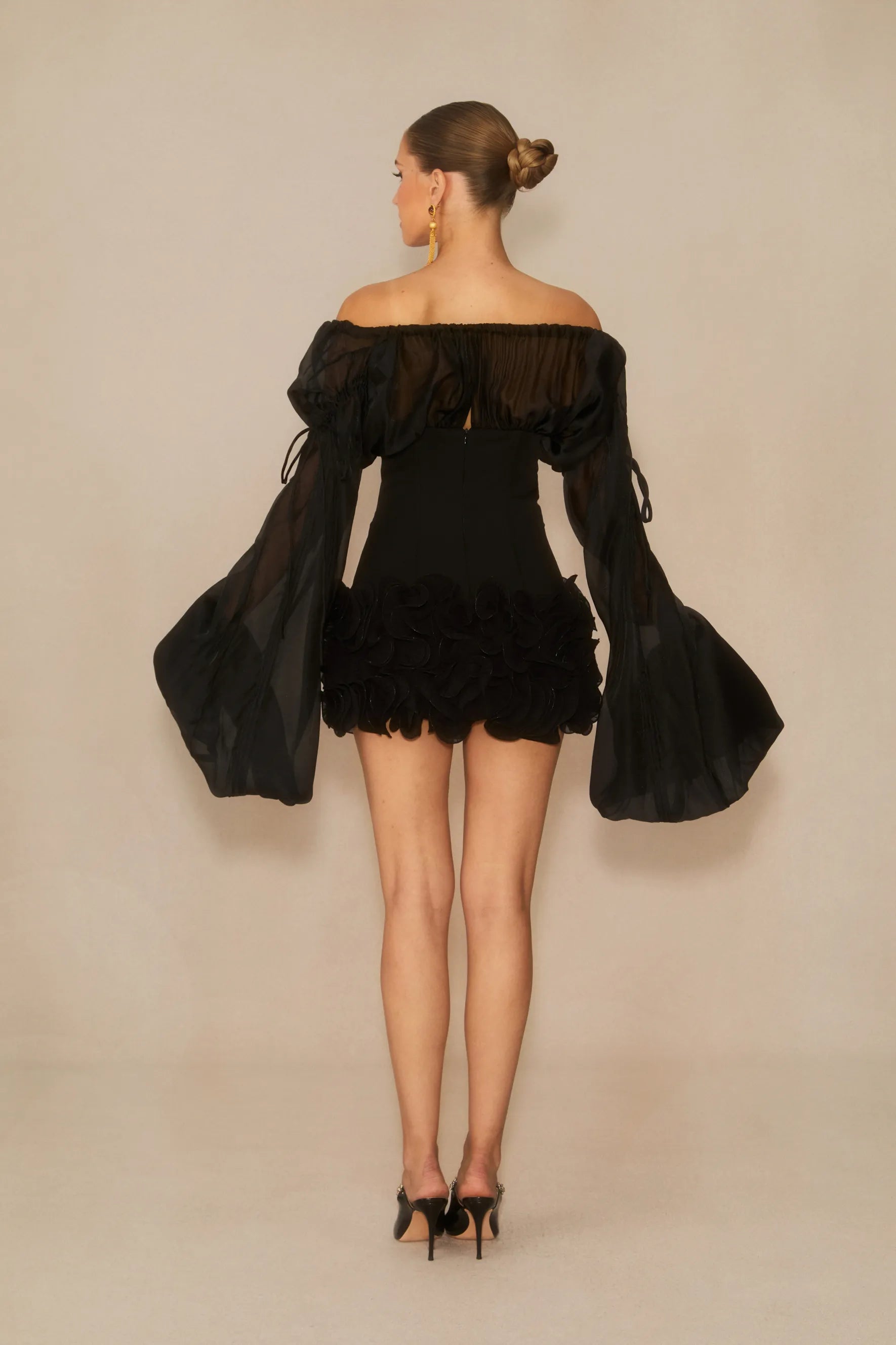 Mariana Puff Sleeve Ruffle Hem Corset Mini Dress