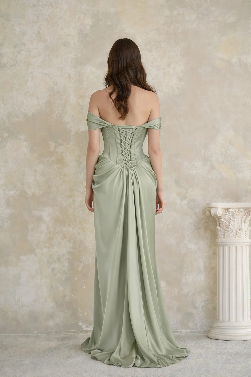 Mariella Green Halterneck Corset Maxi Gown