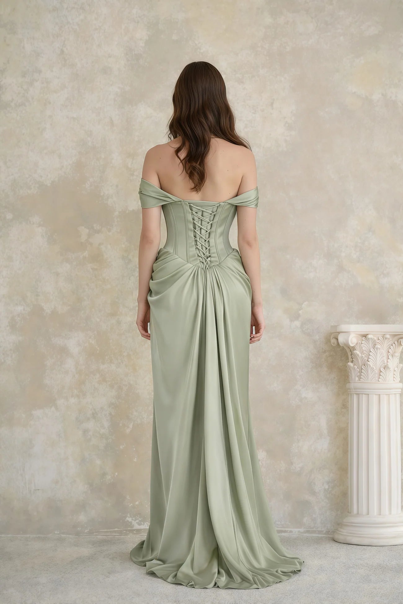 Mariella Green Halterneck Corset Maxi Gown