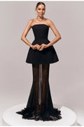 Mélanie Black Corset Dress & Mesh Skirt Set