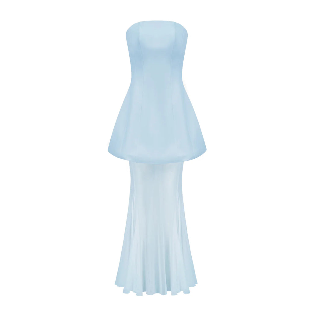 Mélanie Blue Corset Dress & Mesh Skirt Set