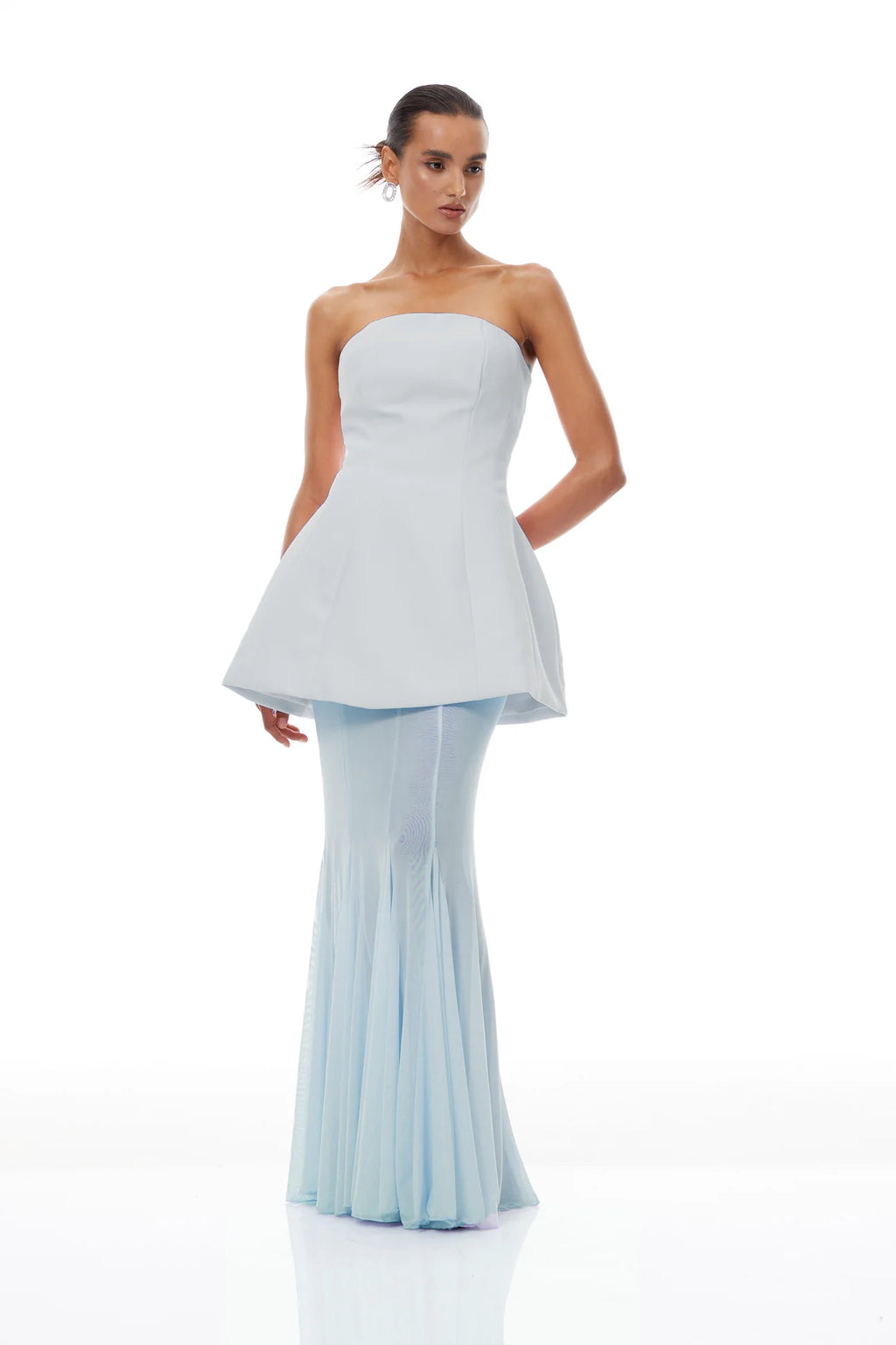 Mélanie Blue Corset Dress & Mesh Skirt Set