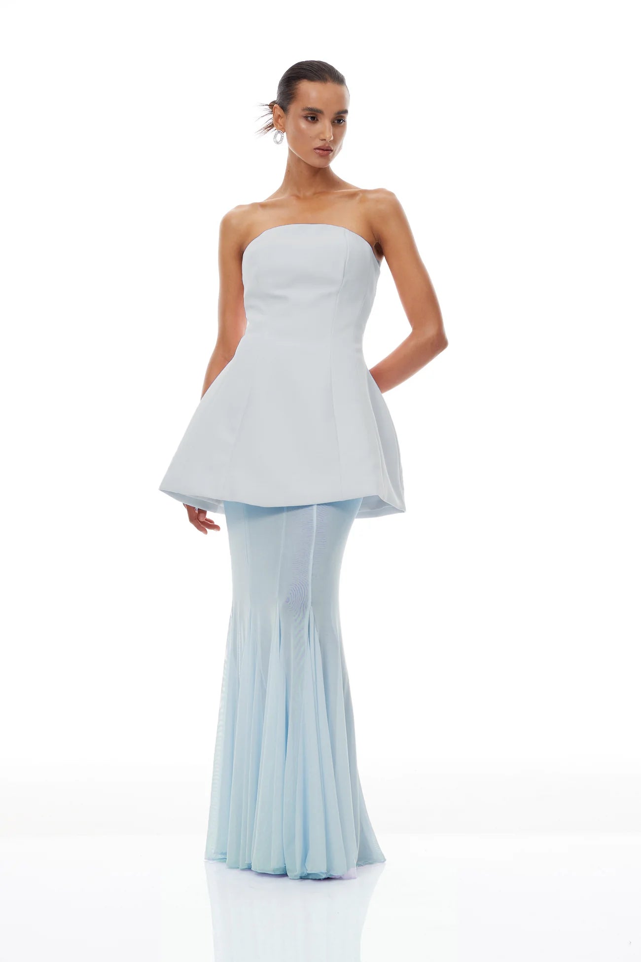 Mélanie Blue Corset Dress & Mesh Skirt Set