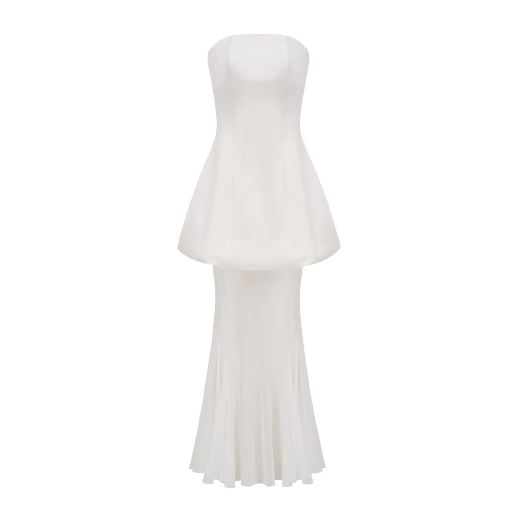 Mélanie White Corset Dress & Mesh Skirt Set