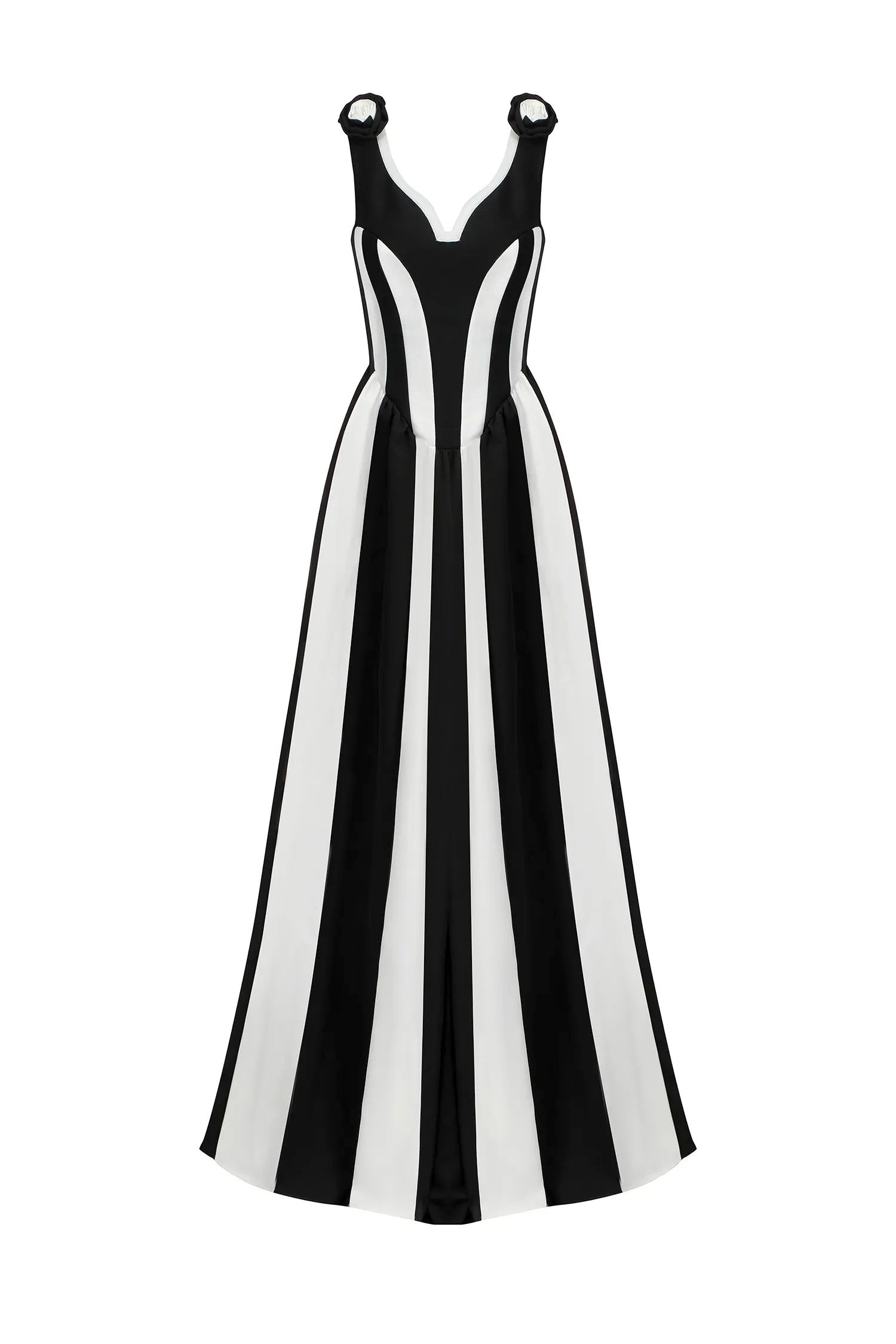 Omega Sleeveless V-Neck Flowers Bandage Maxi Dress