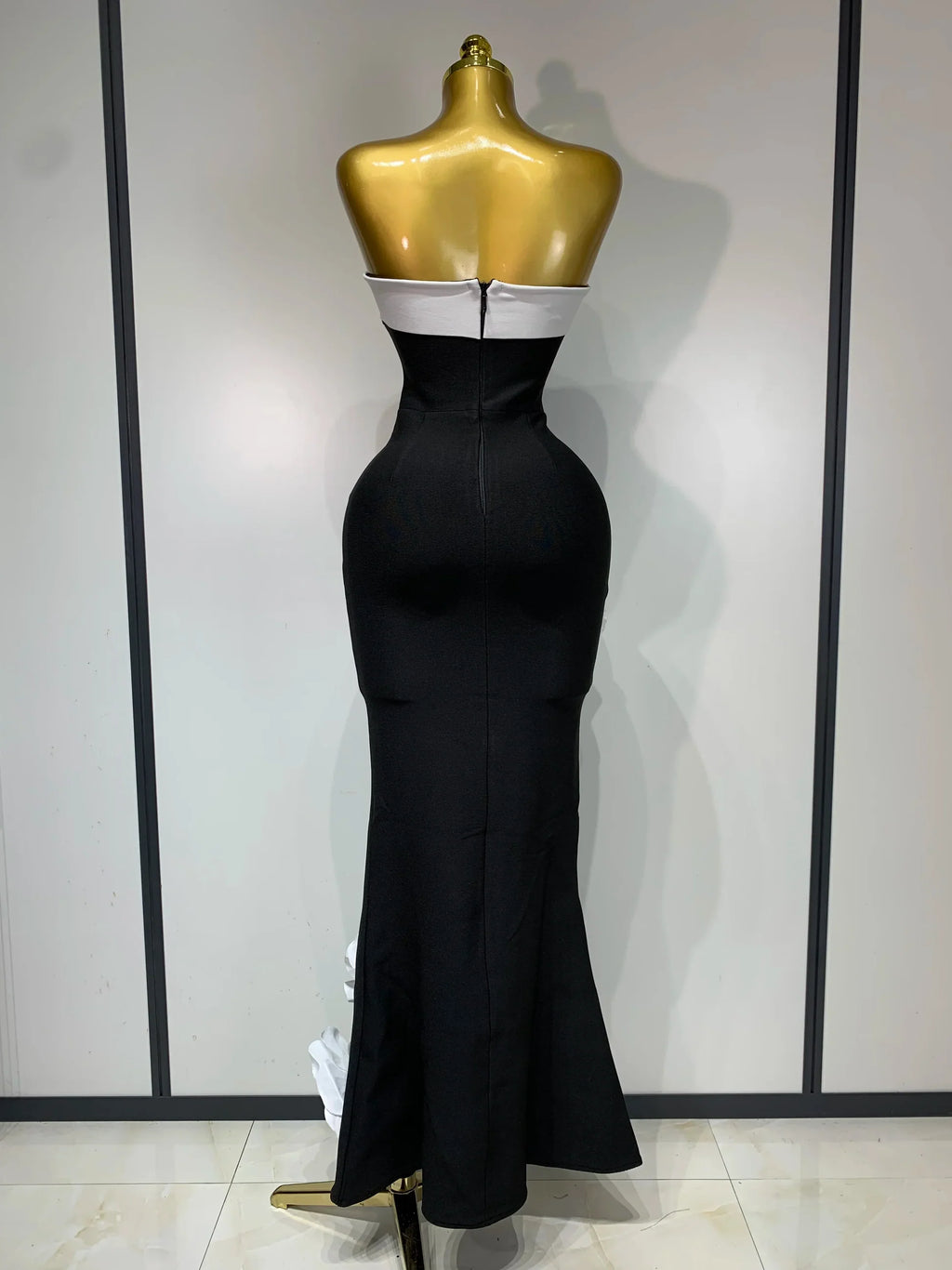 Women Sexy Strapless Backless Flower Maxi Long Bandage Dress Knitted Celebrity Elegant Evening Club Party Birthday Dresses