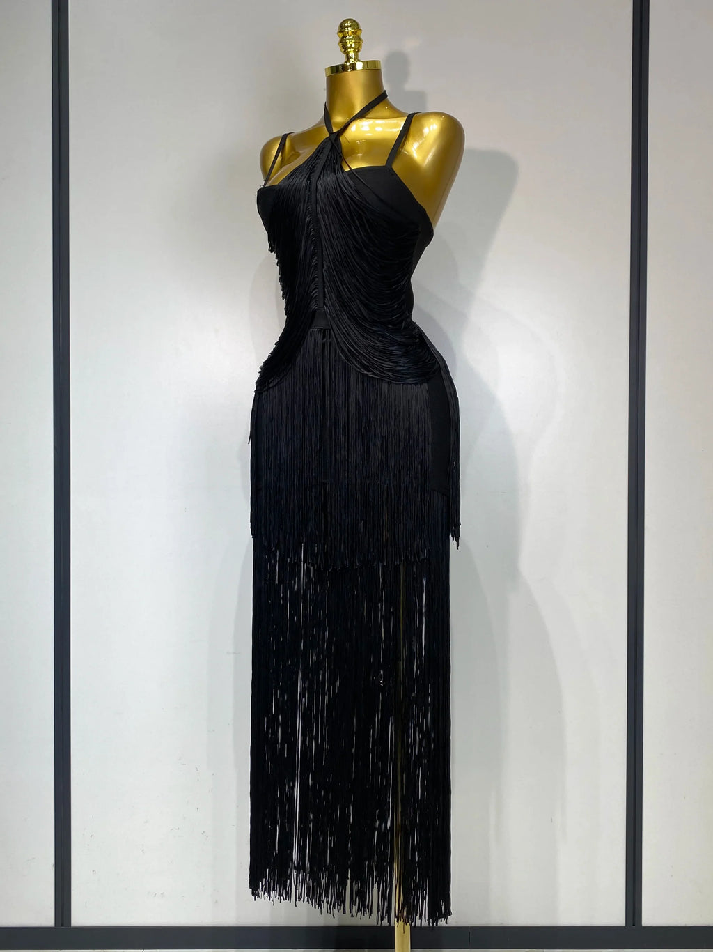 Women Sexy Backless Tassel Black Ankle Bodycon Bandage Dress 2025 Celebrity Elegant Evening Club Luxury Birthday Party Dresses