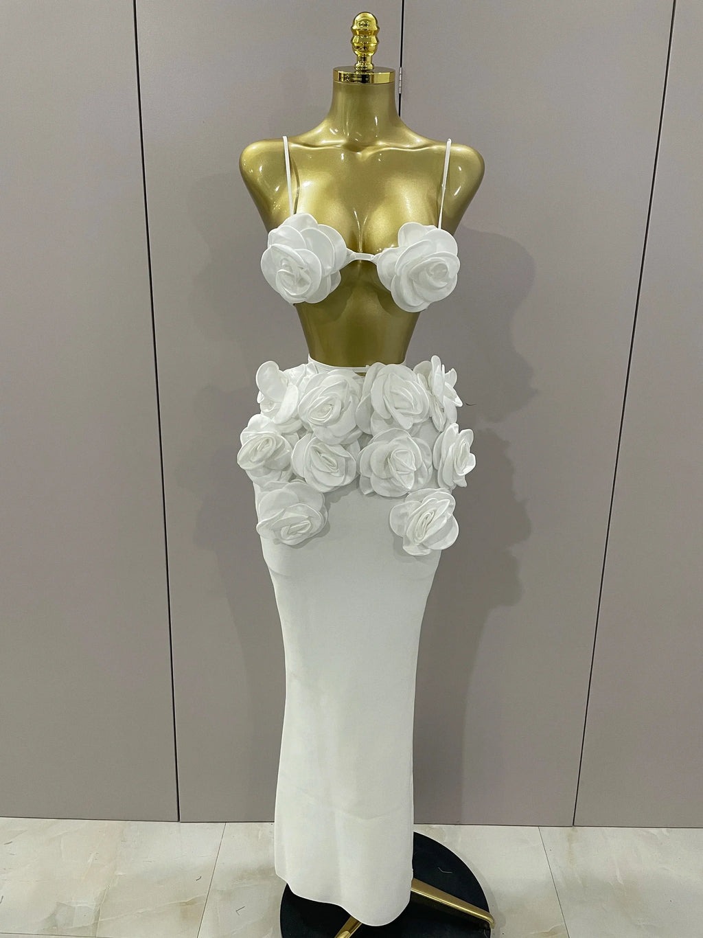 Sexy Camisole Floral Bandage Long Skirts 2-Piece Set 2025 Women Celebrity Elegant Party Cocktail Prom Gown Nightclub Outfit