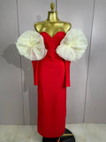New Women Sexy Off Shoulder Red Bodycon Bandage Dress Long Sleeved Celebrity Elegant Backless Dress Luxury Birthday Dresses