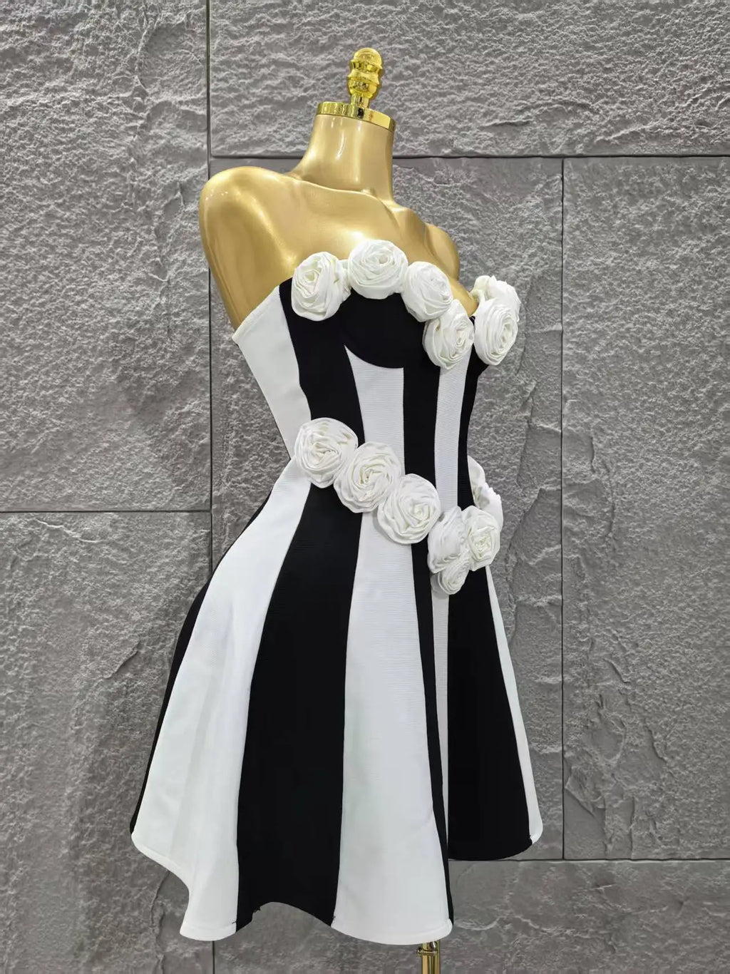 Women Sexy Strapless Florals Bandage A-Line Mini Dress Celebrate Birthday Party Girls' Date Vacation Dress