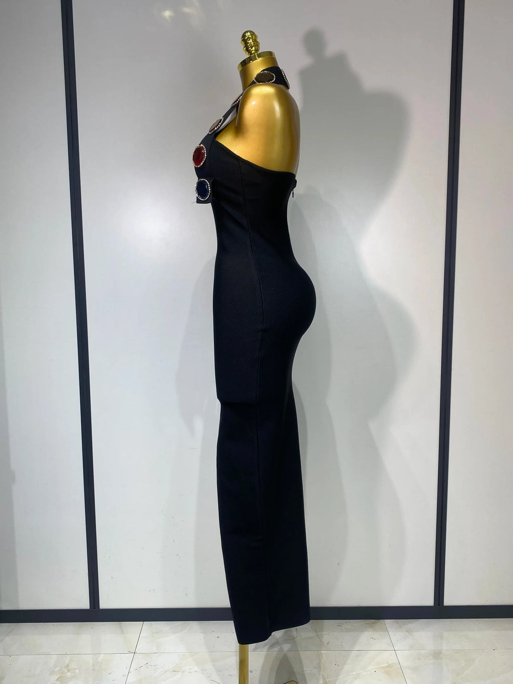 Women Elegant Bandage Bodycon Dress Halter Rhinestons Elastic Dress Luxury Birthday Celebrity Evening Club Party Wedding Dress