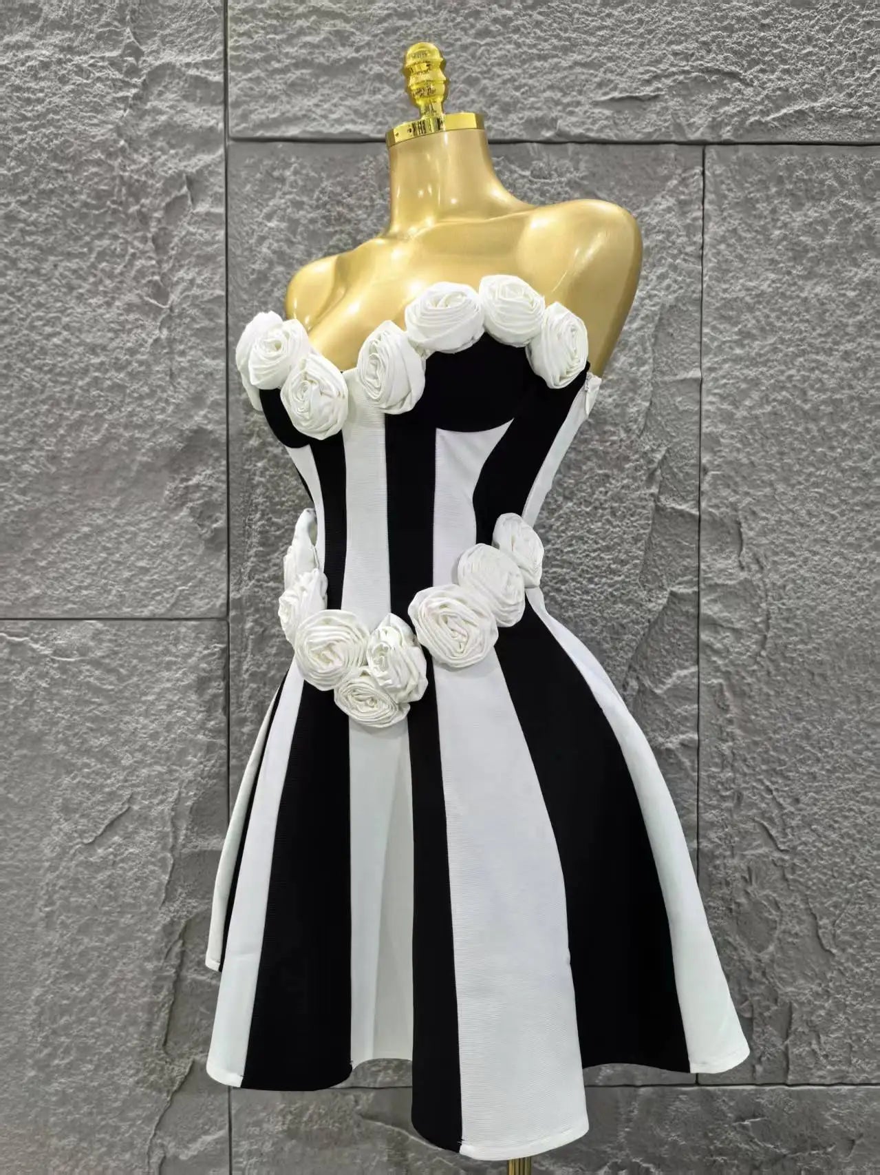 Women Sexy Strapless Florals Bandage A-Line Mini Dress Celebrate Birthday Party Girls' Date Vacation Dress