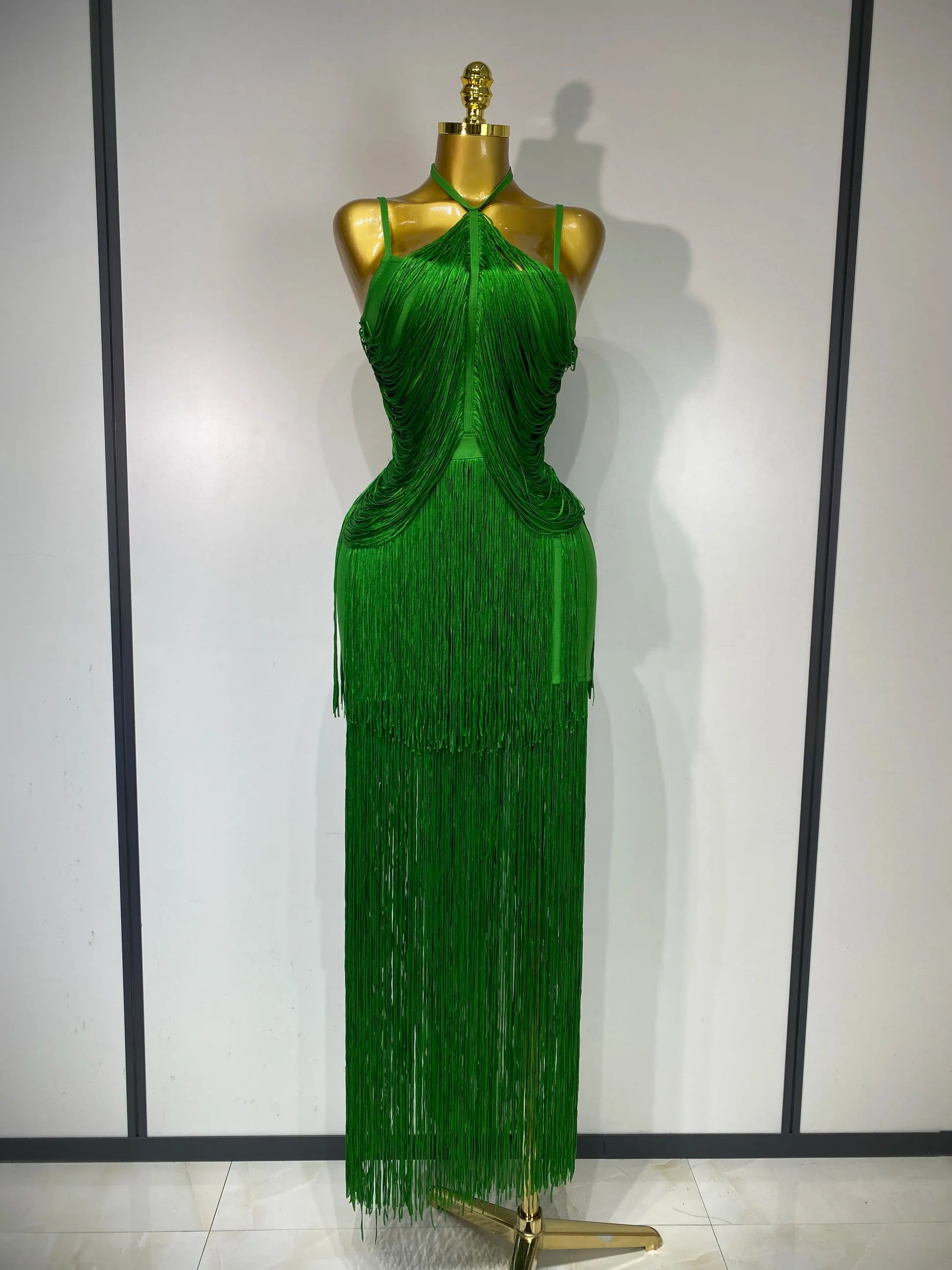 Women Sexy Backless Tassel Black Ankle Bodycon Bandage Dress 2025 Celebrity Elegant Evening Club Luxury Birthday Party Dresses