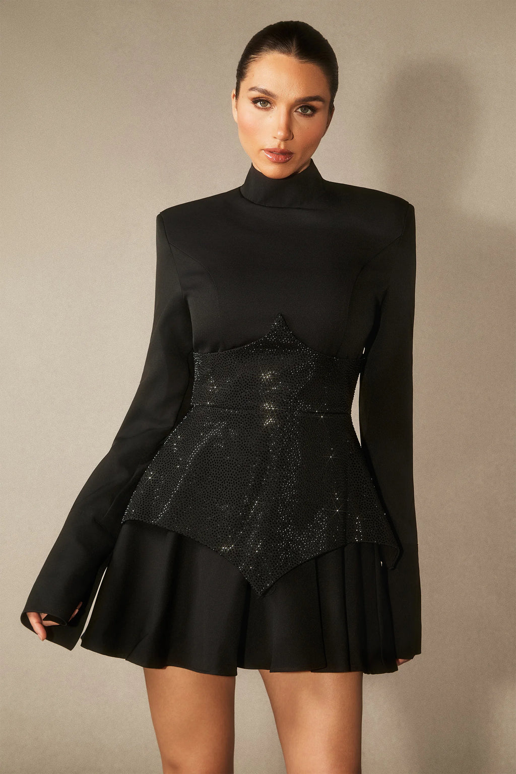 Stella Embellished Long Sleeve Mini Dress