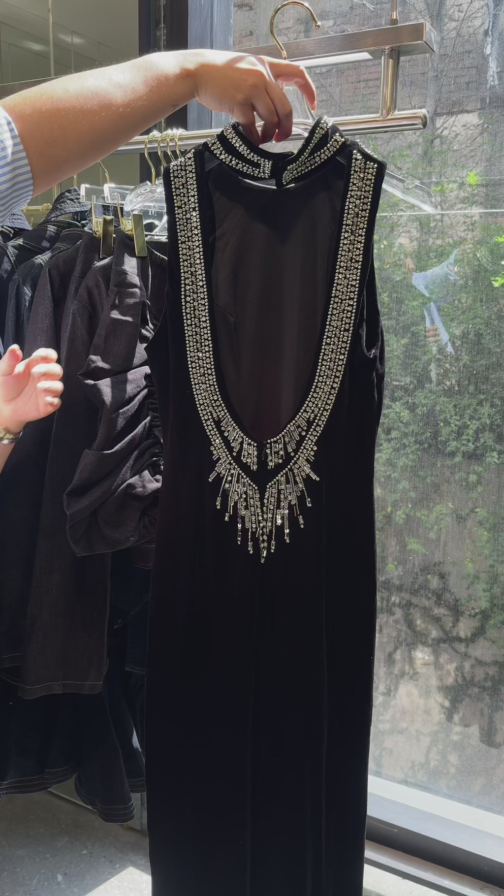 Velvet Embroidered Maxi Dress