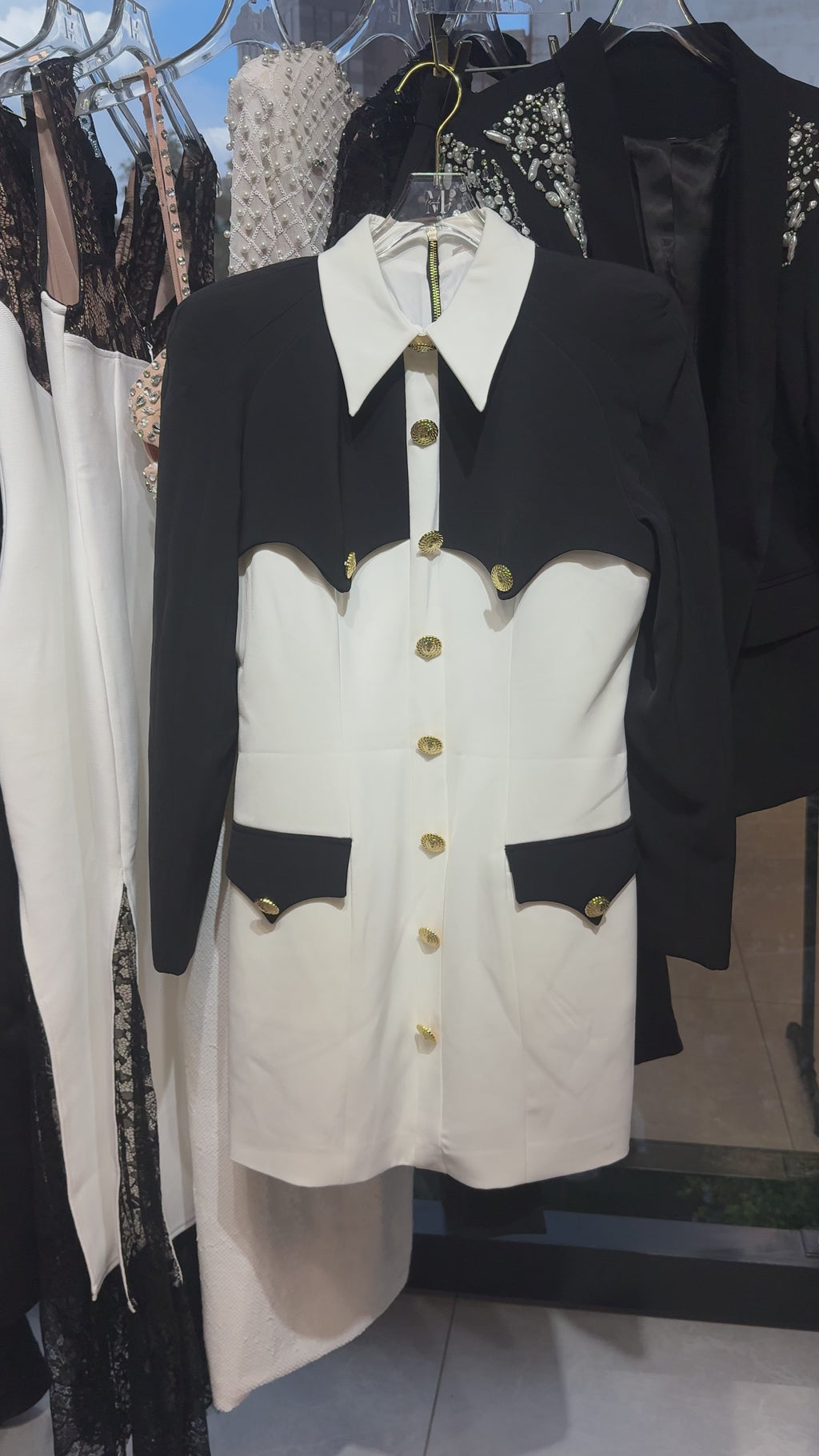 Contrast Button Bodycon Mini Dress