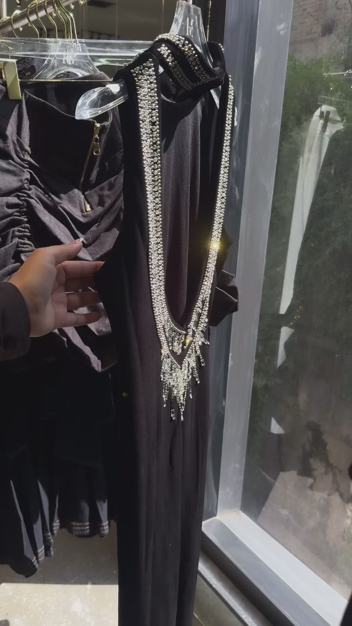 Velvet Embroidered Maxi Dress