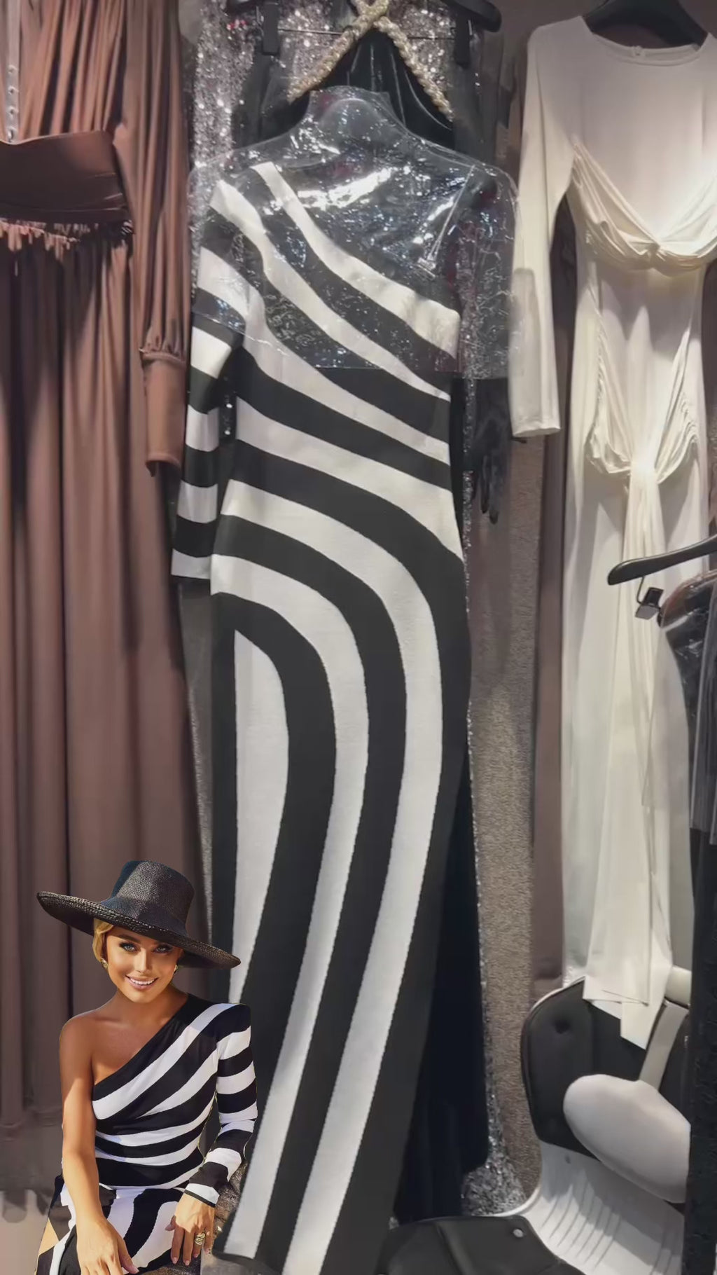 One Shoulder Striped Maxi Dress